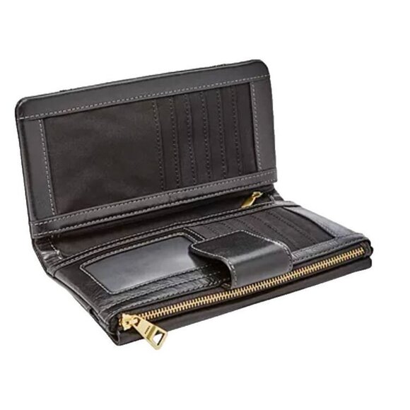 Fossil Ellis Clutch Womens Black Leather Wallet - Picture 15 of 15